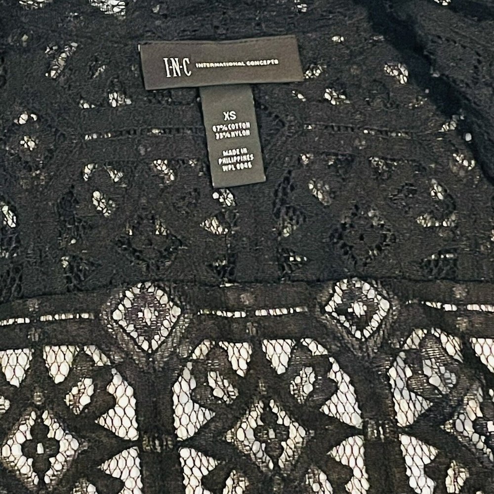 INC International Concepts Women's Deep Black Lace  Jacket  Size X Small Zipper - Picture 9 of 14